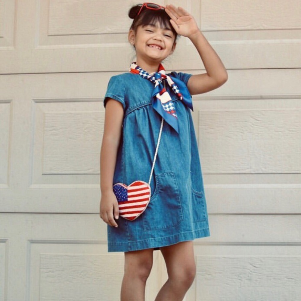 Mini Boden denim Girl dress 7/8